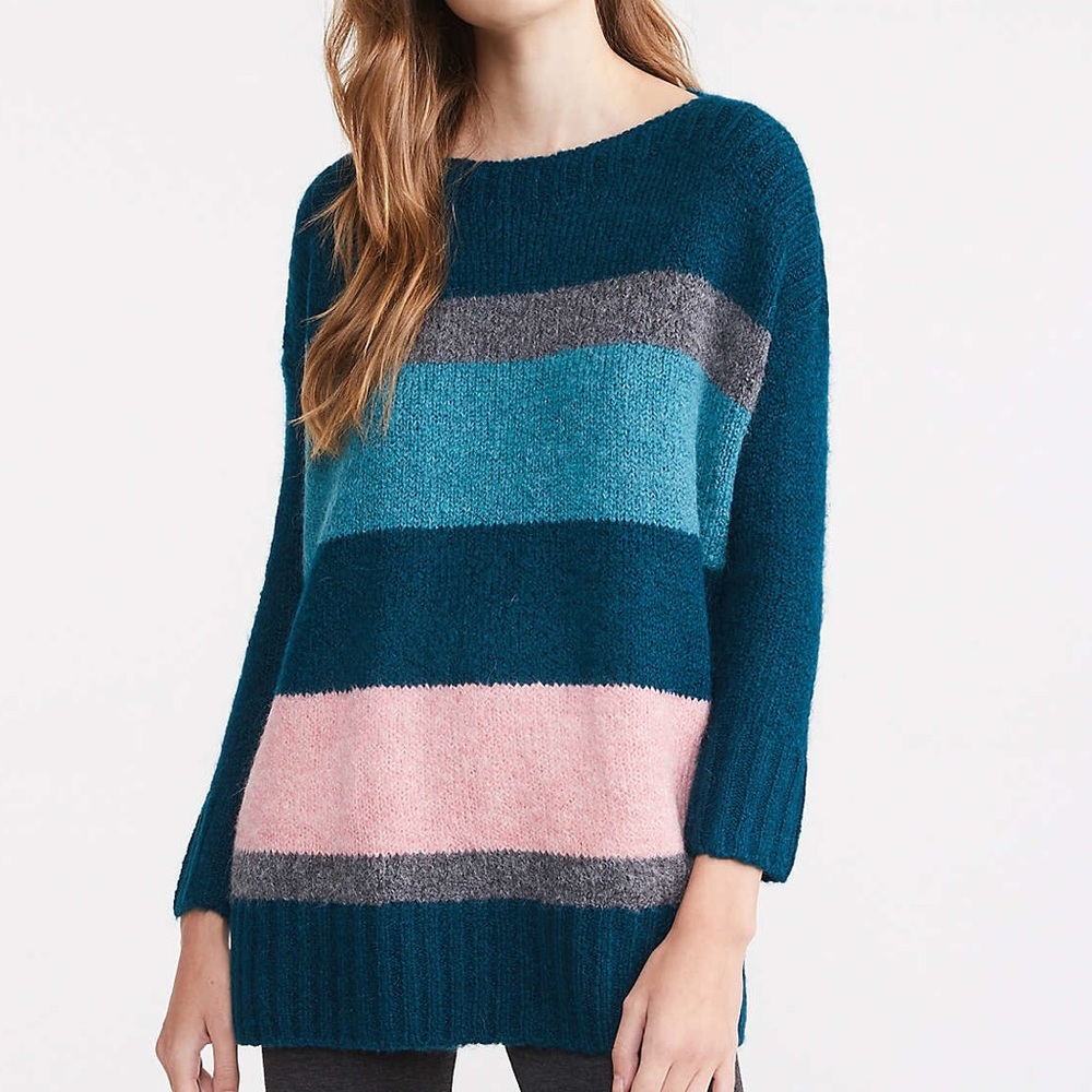 Lou & Grey Striped Poncho Sweater Size Medium